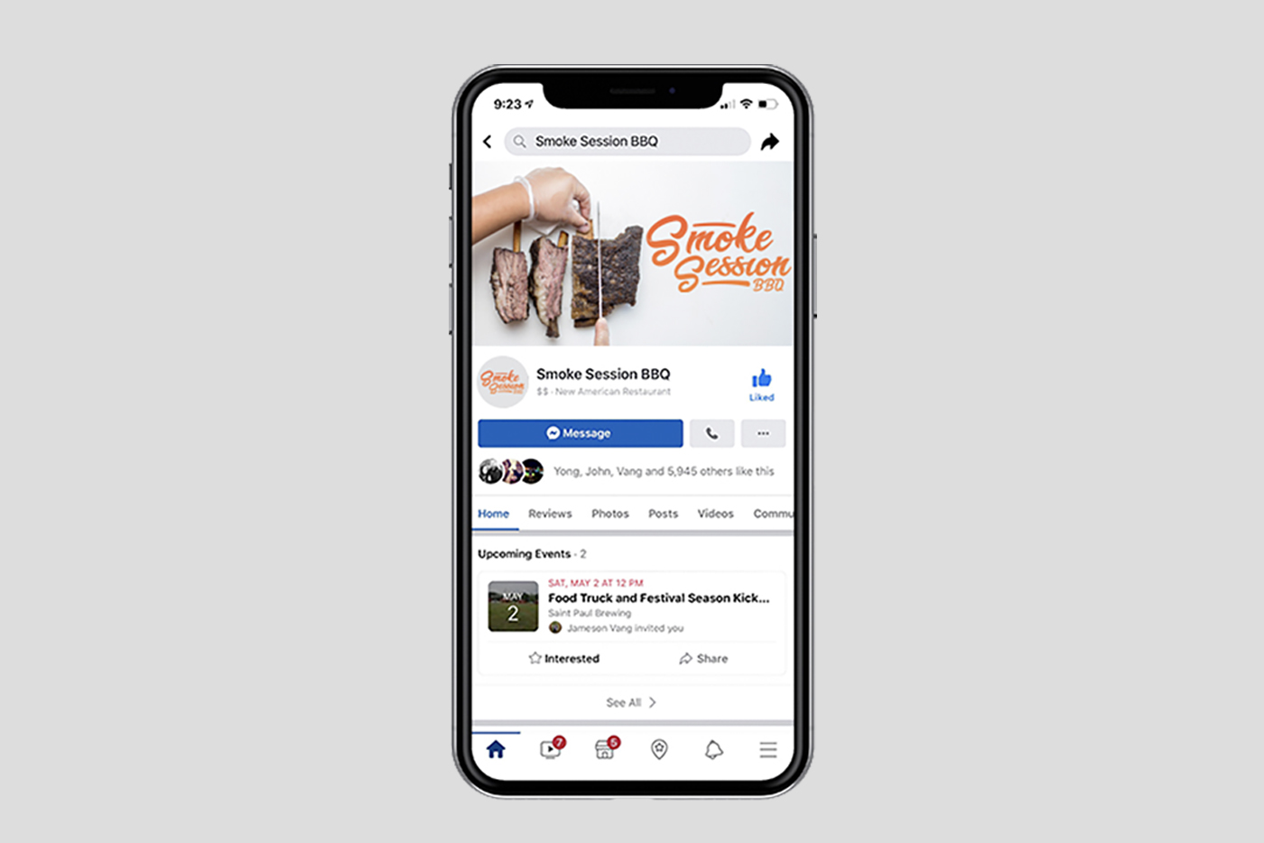 Smoke Session BBQ social media page mockup